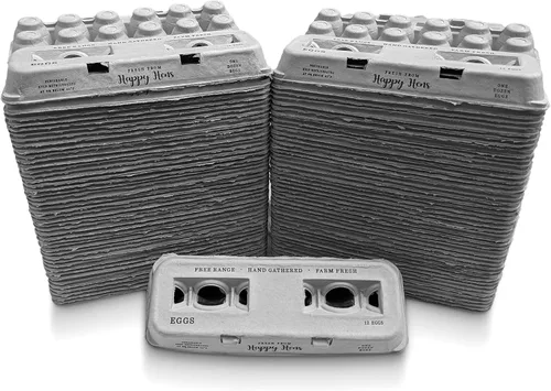 Vista 9 de Cartones de huevos impresos vintage, paquete de 90 cajas de cartón Henlay - Sostiene de forma segura una docena de huevos de pollo pequeños a XL