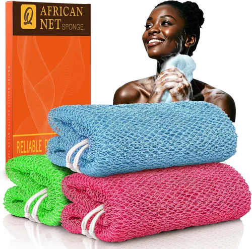 Vista 42 de UJFQBH African Net Sponge Authenti, exfoliante corporal para espalda y zonas de difícil acceso, exfoliante diario suave para limpieza profunda Gris