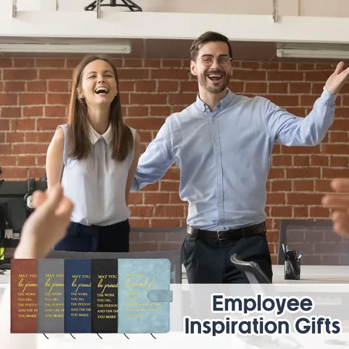 Vista 5 de Roowest 30 unidades de regalos de agradecimiento para empleados, cuaderno de cuero A5 inspirador, bloc de notas motivacional a granel, diario
