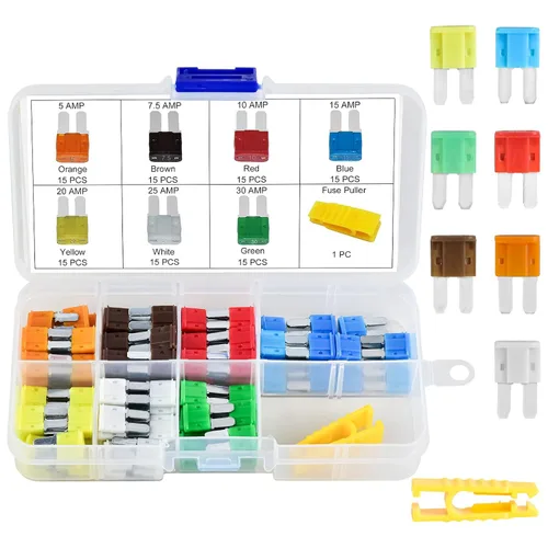 Vista 10 de Kit de fusibles MuHize Micro2 - 35 piezas de fusibles Micro2 tipo cuchilla (5A, 7.5A, 10A, 15A, 20A, 25A, 30A) con herramienta extractora