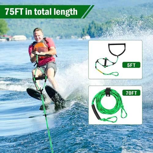 Vista 5 de Cuerda de remolque de esquí acuático Wakeboard para lancha de deportes acuáticos con mango de EVA
