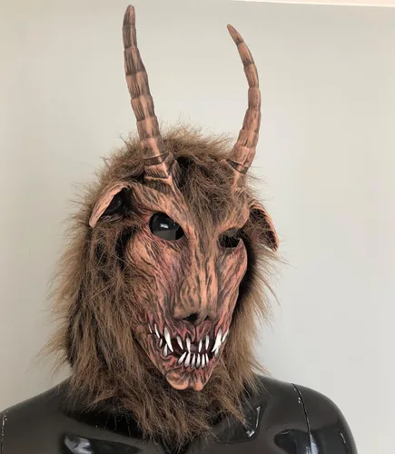 Vista 6 de Disfraz completo de máscara y piernas de diablo de cabra con cuernos de Zagone