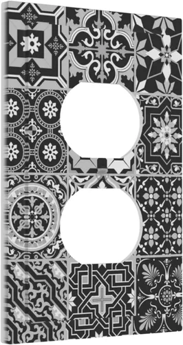 Vista 71 de Azulejos Negros Texturas Modernas Retro Marruecos 1 Gang Cubierta de Interruptor de Luz Sin Dispositivo Placa de Pared en Blanco Decorativa Placa