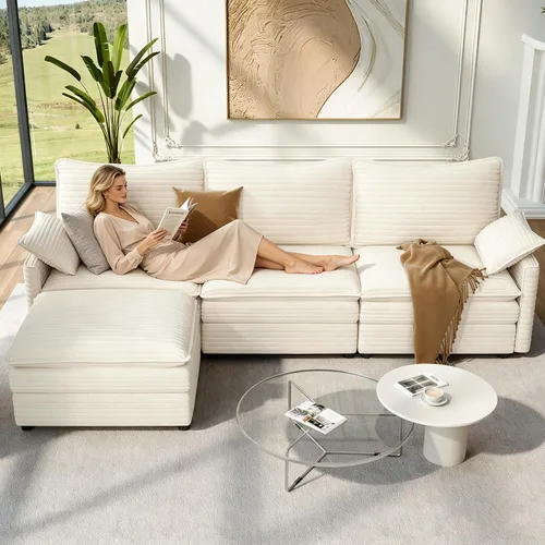 Vista 64 de Vesgantti Sofá modular de 108 pulgadas, cómodo sofá de nube con asiento profundo otomano movible, sofá modular en forma de L, sofás seccionales