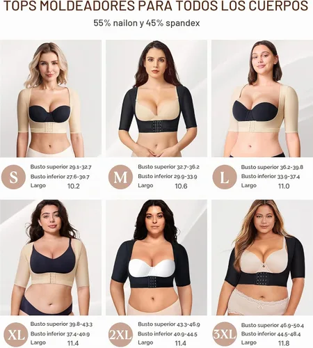 Vista 6 de BRABIC Tops Moldeadores para Mujeres Postcirugía con Manga de Compresión para Moldeador de Brazos Beige