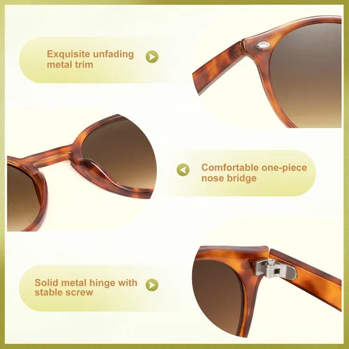 Vista 4 de Madison Avenue Paquete de 2 lentes de sol redondos retro para mujeres y hombres, protección UV, lentes de sol clásicos vintage para hombre y mujer