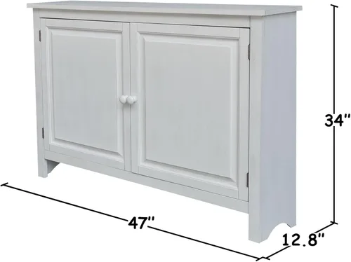 Vista 2 de International Concepts - Armario de almacenamiento de madera maciza de 34 pulgadas de alto Blanco sucio