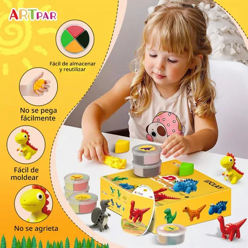 Vista 4 de ARTPAR Air Dry Clay Kit,Dinosaur Modeling Magic Clay,Kids DIY Crafts Gifts Kit de dinosaurio de arcilla