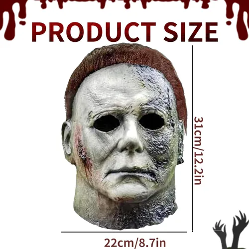 Vista 2 de Máscara de Michael Myers para adultos, máscara aterradora de Halloween, cara de terror para Halloween, mascarada, cosplay, fiesta, disfraz de miedo