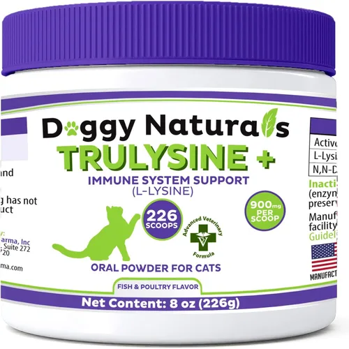 Vista 9 de Trulysine L-lisina para gatos Polvo oral de apoyo inmunológico de 4 oz/100 g – Gatos y gatitos de todas las edades, estornudos, secreción nasal