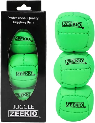 Vista 21 de Zeekio Galaxy Malabares - Pelotas de cuero genuino de 12 paneles de primera calidad, 4.59 oz, 2.638 in, paquete de 3 (negro)