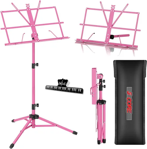 Vista 13 de 5 CORE Soporte de partituras portátil de doble uso para libros de escritorio, trípode ligero plegable ajustable de 52 pulgadas con bolsa de Negro