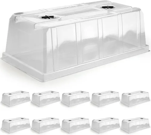 Vista 10 de RooTrimmer 10 Piezas Cúpula de Humedad, Cúpula de Plástico Transparente para Inicio de Semillas 1020 Cubiertas de Bandeja Humidificantes y Aislantes