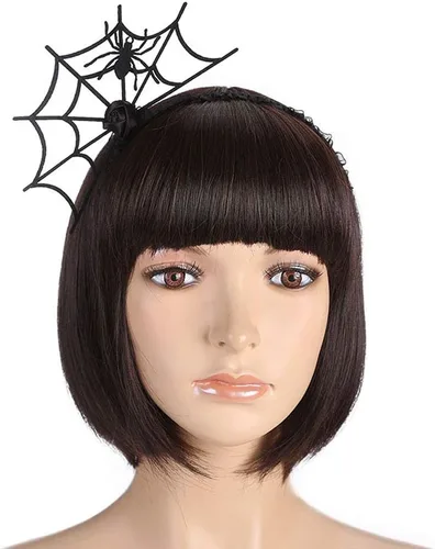 Vista 4 de LERTREE 3 diademas de telaraña de Halloween para fiesta de cosplay, accesorios para el cabello (3 diademas de telaraña)
