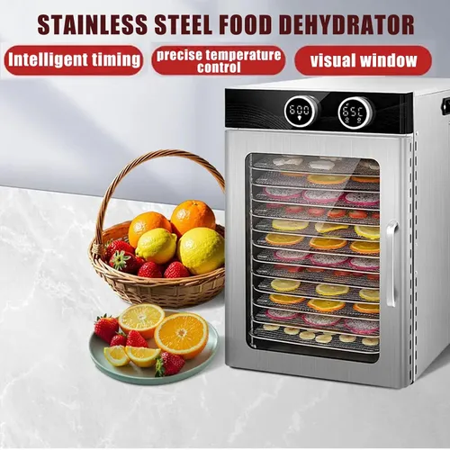 Vista 3 de Deshidratador de alimentos con perilla inteligente de pantalla digital, para carne seca, fruta, carne, hierba, carne de res, champiñones, secadora