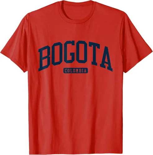 Vista 76 de Bogotá Colombia College University Style Camiseta azul marino, Blanco