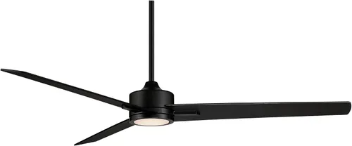Vista 5 de Casa Vieja Ventilador de techo industrial moderno de 3 aspas Monte Largo de 60 pulgadas con luz LED regulable, control remoto, negro mate para sala