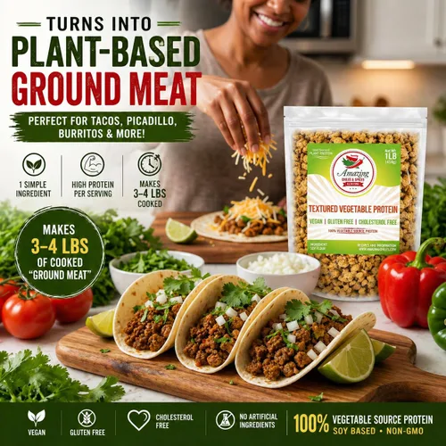 Vista 4 de Proteína vegetal texturizada TVP 1LB - Sustituto de carne de soja sin sabor