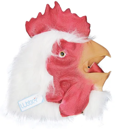 Vista 5 de Lubber Máscara de cabeza de gallo, de látex, para disfraz (rojo)