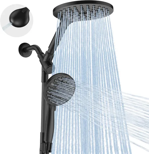 Vista 10 de MakeFit Combo de cabezal de ducha de lluvia con doble filtro, cabezal de ducha de mano de alta presión con barra ajustable, cabezal de ducha