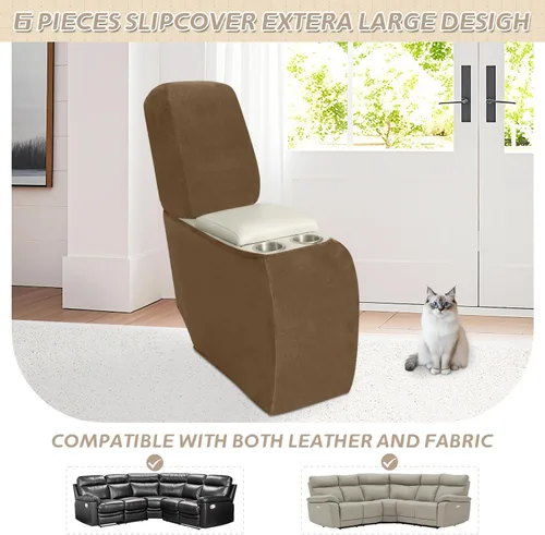 Vista 82 de Arfntevss Fundas de sofá seccional reclinable de terciopelo, Funda de sofá seccional de esquina para sofá reclinable, Funda elástica suave