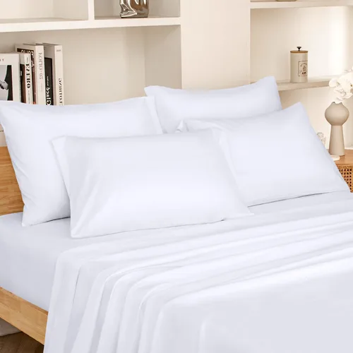 Vista 19 de HOMEIDEAS Sábanas de cama tamaño completo – Juego de 6 piezas (azul aguamarina) – Sábanas de ropa de cama de microfibra cepillada extra suave