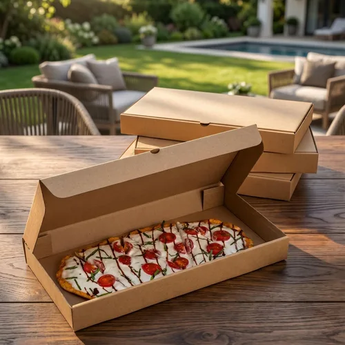 Vista 3 de Restaurantware - Cajas para pizza, 50 unidades, 14 x 7 x 1.5 pulgadas, embalaje de papel de cartón corrugado con bloqueo de pestañas, resistente a