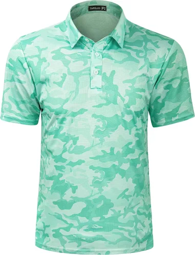 Vista 13 de TAPULCO Camisetas tipo polo de secado rápido para hombre, diseño de camuflaje, atléticas, ligeras, transpirables, casuales, para golf
