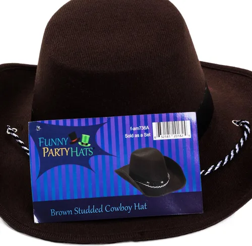 Vista 7 de Funny Party Hats Sombrero de vaquero de fieltro marrón para niños y bebés - Sombrero de fiesta occidental - Talla única, Marrón