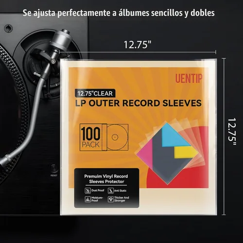 Vista 5 de Paquete de 100 fundas exteriores de vinilo Gatefold, fundas de disco de 12.75 pulgadas, protector de almacenamiento de discos de vinilo profesional