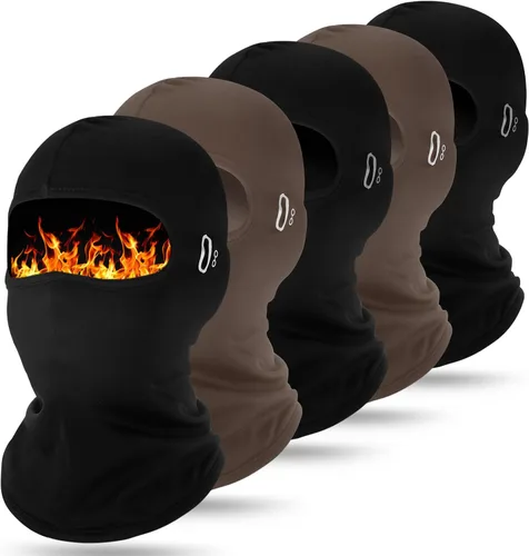 Vista 24 de Suhine 5 Piezas Máscara de Esquí de Pasamontañas Invierno, Resistente al Viento, Máscara Facial Completa Térmica para Clima Frío con Raya