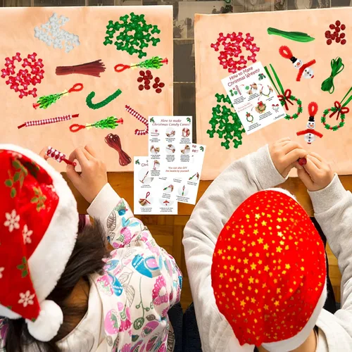 Vista 7 de AouEtnay - 36 piezas de kits de adornos navideños con cuentas para manualidades navideñas para niños y adultos, cuentas navideñas DIY con tres