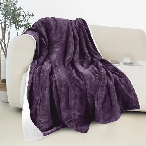 Vista 43 de Elegant Comfort - Manta reversible y ultra suave de franela con forro polar - Manta de sherpa navideña de invierno - Ligera, suave y acogedora