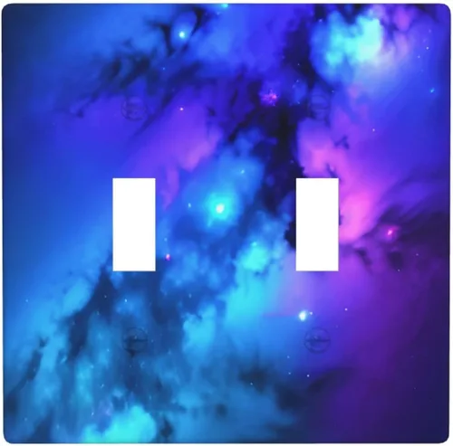Vista 12 de Cubierta de placa de pared para interruptor de luz dúplex individual Galaxy para el hogar, dormitorio, cocina, decorativo, 4.5 x 2.76 pulgadas