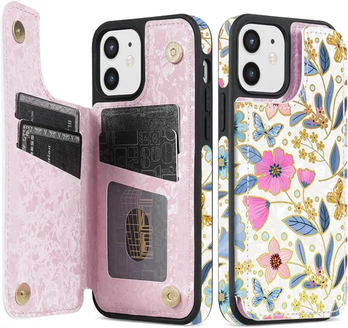 Vista 45 de NNH Funda tipo cartera compatible con iPhone Xs Max con bloqueo RFID, ranuras para tarjetas, folio de piel sintética, función atril, doble cierre