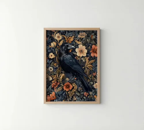 Vista 32 de Póster de Arte de Murciélago, Estilo William Morris Retro de Mediados de Siglo Botánico Victoriano Academia Oscura Decoración Gótica Galería 10a