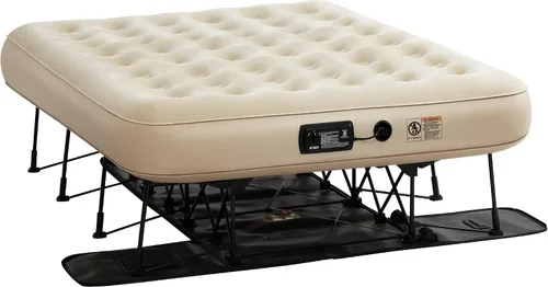 Vista 9 de Simpli Comfy EZ Bed - Colchón de aire autoinflable individual con marco integrado, bomba y funda con ruedas, cama de aire inflable perfecta