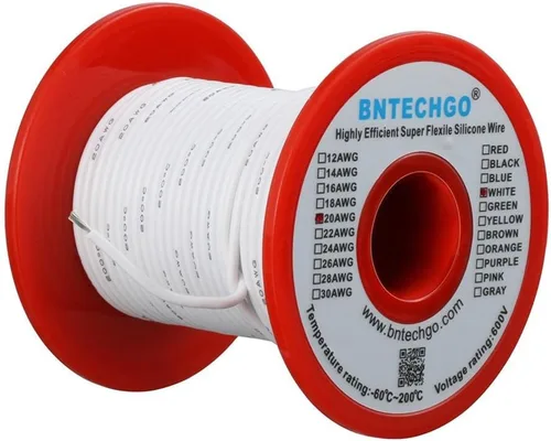 Vista 5 de BNTECHGO - Kit de cables de silicona de 7 colores calibre 20, cada uno de 25 pies de largo, cables de cobre estañado trenzados y flexibles