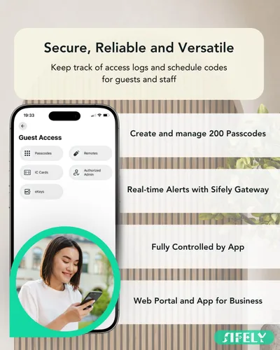 Vista 4 de Cerradura inteligente de entrada sin llave con teclado, control de aplicación y bloqueo automático para el hogar, Airbnb y alquiler, más de 150