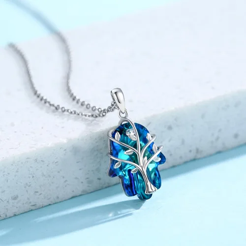 Vista 2 de Hamsa - Collar de mano de plata de ley con dije de Hamsa, collar de protección con amuleto Hamsa para mujeres y niñas