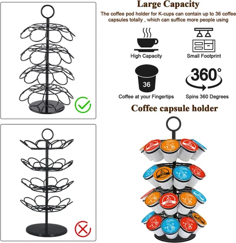 Vista 2 de Organizador de carrusel de cápsulas de café compatible con 36 cápsulas de taza