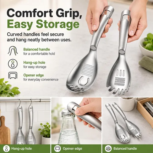 Vista 6 de Una cuchara, cuchara de cocina multifunción de acero inoxidable 5 en 1 2027 2PCS#A2
