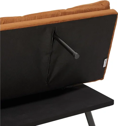 Vista 4 de Amazon Basics Sofá biplaza marrón, sofá convertible de espuma viscoelástica, sofá cama moderno para sala de estar pequeña y compacta, oficina
