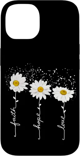 Vista 4 de Funda para iPhone 14 Pro Max Faith Hope Love para regalo, diseño de margaritas blancas