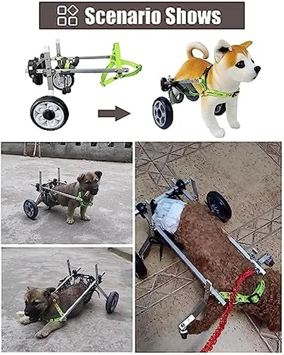 Vista 2 de PAREKS Silla de ruedas ajustable para patas traseras, sillas de ruedas para perros pequeños/medianos, ayuda a las mascotas pequeñas con extremidades