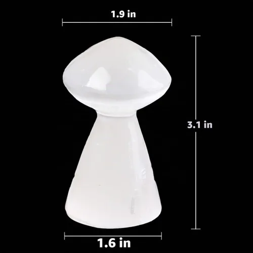Vista 3 de JIC Gem Lámpara de selenita USB con forma de hongo blanco, pequeña lámpara de cristal de selenita de 3,1 pulgadas con base de soporte de luz