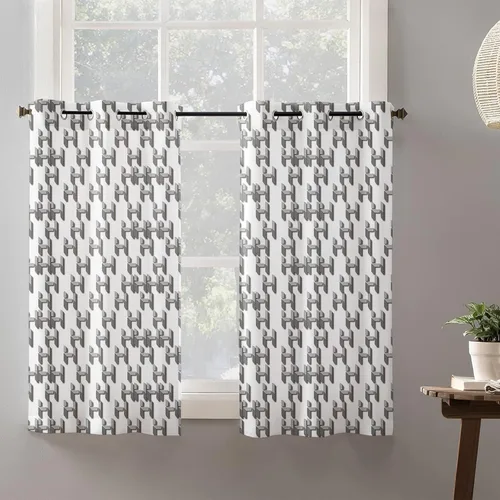 Vista 9 de Libaoge Curtains Panels for Kitchen Letter H Geometric Pixel Style Modern Window Curtains Light Filtering Grommet Top Drapes for Bedroom Closet-Set