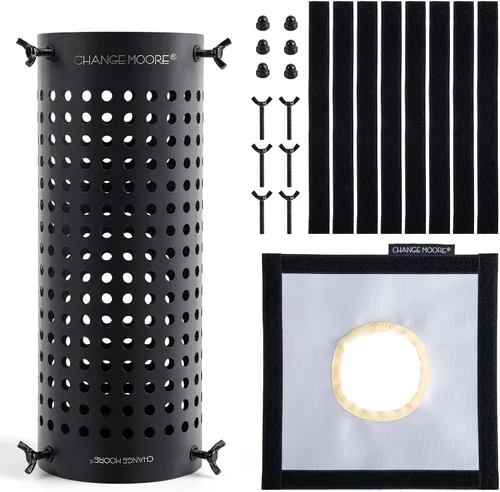 Vista 10 de CHANGE MOORE Protector de malla de chimenea de estufa ignífuga, protección antiquemaduras, protección de tienda de campaña, estufa al aire libre