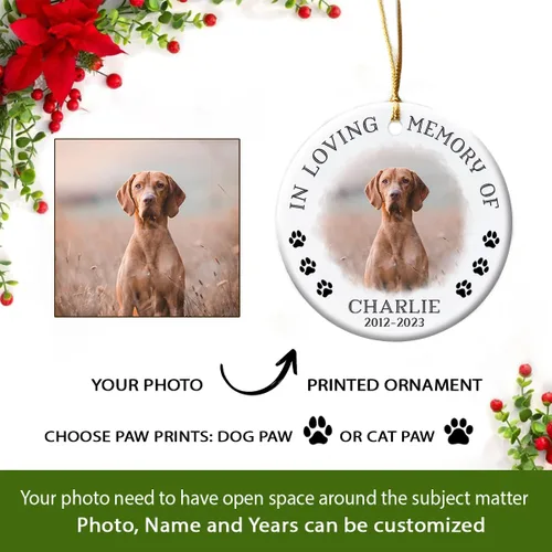Vista 3 de Regalos conmemorativos personalizados para mascotas por pérdida de perro o gato, adornos de duelo de mascotas, decoración de Navidad, adorno