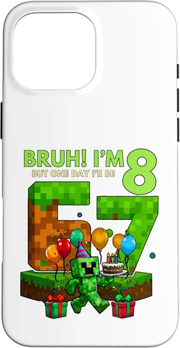 Vista 19 de Bruh I'm 8 But One-Day I'll Be 67 Retro 8th Birthday Kids Case for iPhone 17